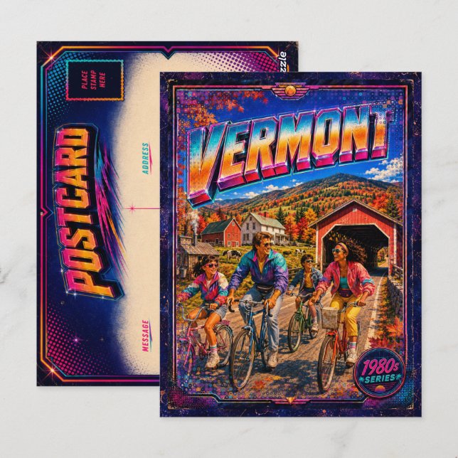 Carte postale rétro Vermont des années 80 (Devant / Derrière)