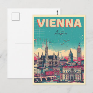 Carte Postale Retro Vienna City Autriche cadeaux skyline