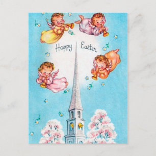 Carte postale rétro vintage Angels vacances de Pâq
