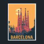Carte Postale Retro vintage Barcelone Espagne Travel Art<br><div class="desc">vintage,  rétro,  voyage,  moderne,  aquarelle,  classique,  Barcelone,  Espagne cartes postales,  Barcelone Espagne, </div>