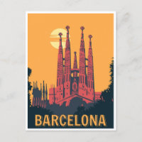 Retro vintage Barcelone Espagne Travel Art