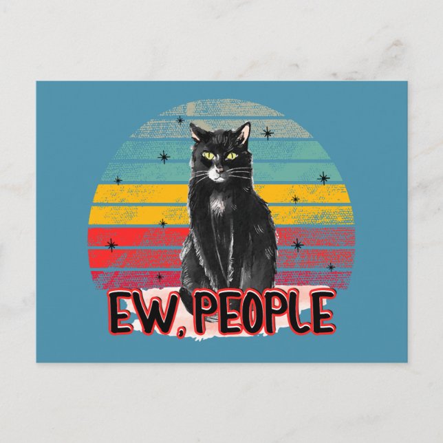 Carte Postale Retro Vintage Chat Noir Ew (Devant)