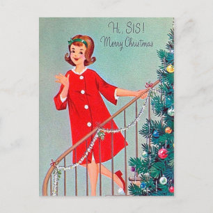 Carte postale Retro vintage Christmas Sister