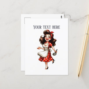 Carte Postale retro vintage dame ajouter du texte