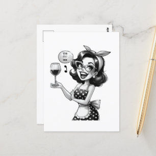 Carte Postale retro vintage dame ajouter du texte