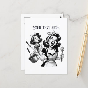 Carte Postale retro vintage dame ajouter du texte