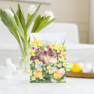 Carte postale rétro vintage de lapin de Pâques