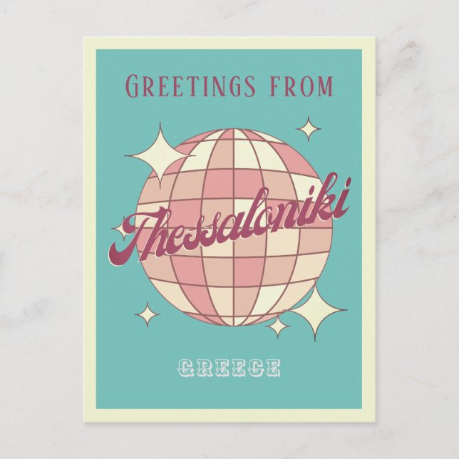Carte postale rétro vintage de voyage à Thessaloni (Devant)