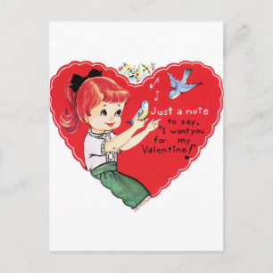 Carte postale Retro Vintage Girl Valentine Holiday