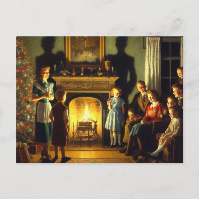 Carte Postale Rétro Vintage Haunted Noël Horreur (Devant)