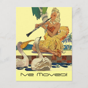 Carte postale Retro Vintage Lady Pool Côté Swans T