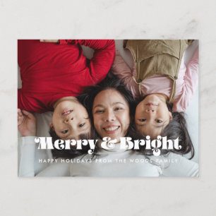 Carte Postale Retro vintage Merry et Bright Christmas photo