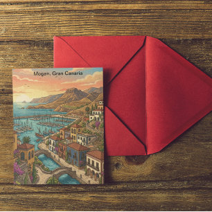 Carte Postale Rétro Vintage Mogan Grande Canarie Îles Canaries