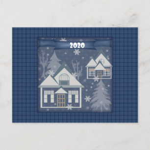 Carte Postale Retro vintage Nouvel An 2020 illustration marine s