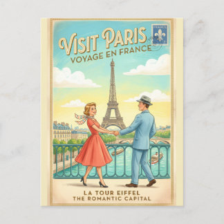 Carte postale rétro vintage Paris Tour Eiffel Fran