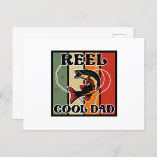 Carte Postale Retro Vintage Pêche Reel Cool Papa Pêcheur Amant