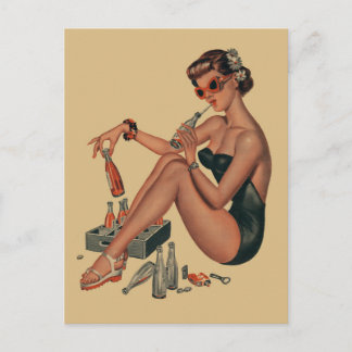 Carte postale rétro vintage pin up girl