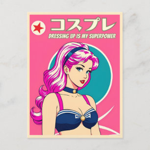Carte Postale Retro Vintage Pop Art Japon Anime Cosplay Humour