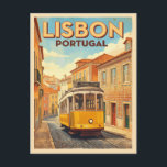 Carte Postale Retro Vintage Travel Lisbon Portugal Yellow Tram<br><div class="desc">Soak in the sunlit charm of Lisbon with this retro travel-inspired postcard celebrating Portugal’s iconic capital. Infused with nostalgic vibes and bold vintage style,  this piece captures the city’s timeless beauty and relaxed rhythm. Perfect for travelers,  fans of retro aesthetics or anyone who dreams of old-world European charm.</div>