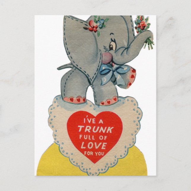 Carte postale Retro Vintage Valentine éléphant Hol (Devant)