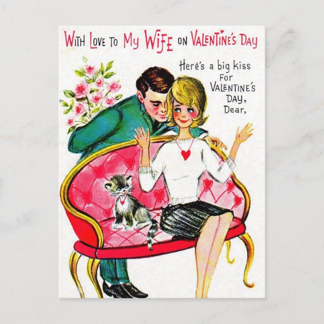 Carte postale Retro Vintage Valentine Femme Holida (Devant)