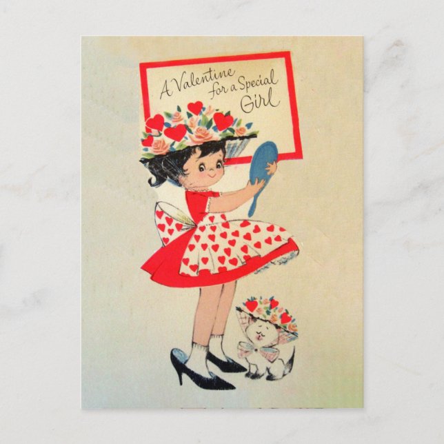 Carte postale Retro Vintage Valentine filles (Devant)