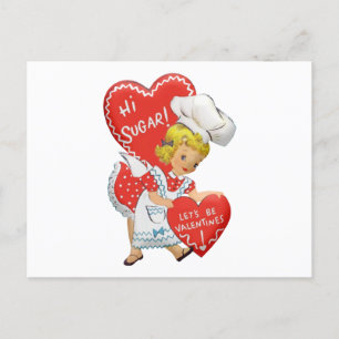 Carte Postale Retro Vintage Valentine Girl Hi Sugar