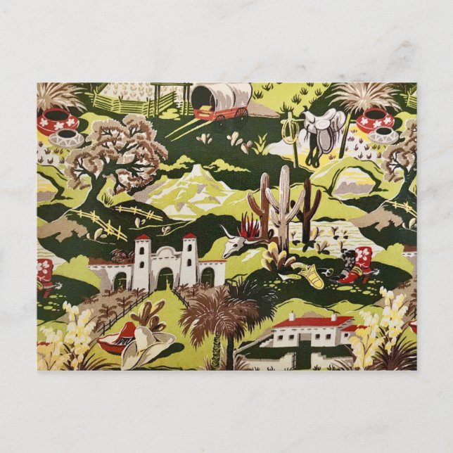 Carte postale Retro Vintage Western Cowboy Theme F (Devant)