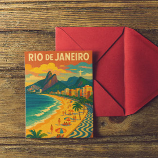 Carte Postale Retro Voyage Copacabana Rio de Janeiro Brésil