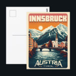 Carte Postale Retro Voyage Innsbruck Tyrol - Alpes autrichiennes<br><div class="desc">"Innsbruck Skyline" "Alpes autrichiennes" "Innsbruck Travel" "Tyrol,  Autriche" "Innsbruck Souvenirs" "Montagnes Innsbruck" "Culture tyrolienne" "Sports d'hiver Innsbruck" "Ville Innsbruck" "Paysage autrichien"</div>