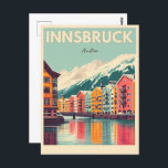 Carte Postale Retro Voyage Innsbruck Tyrol - Alpes autrichiennes<br><div class="desc">"Innsbruck Skyline" "Alpes autrichiennes" "Innsbruck Travel" "Tyrol,  Autriche" "Innsbruck Souvenirs" "Montagnes Innsbruck" "Culture tyrolienne" "Sports d'hiver Innsbruck" "Ville Innsbruck" "Paysage autrichien"</div>