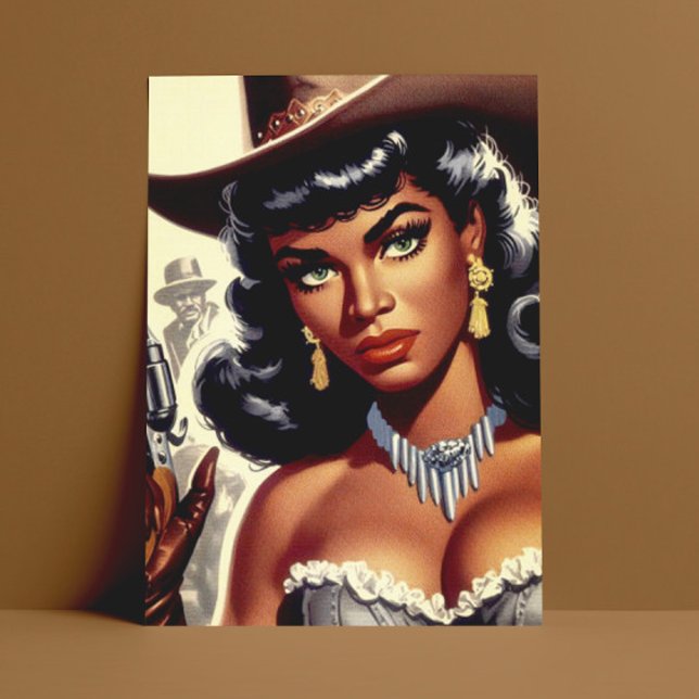 Carte Postale Retro Western Girl (Créateur téléchargé)