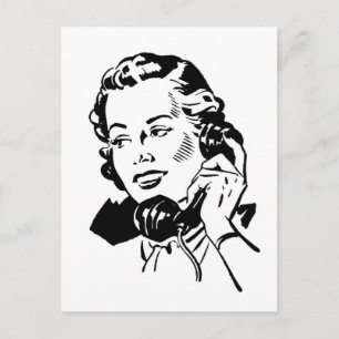 Carte Postale Retro Woman on Phone Postcard