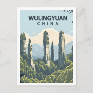 Carte Postale Rétro Wulingyuan Chine Parc national de Zhangjiaji