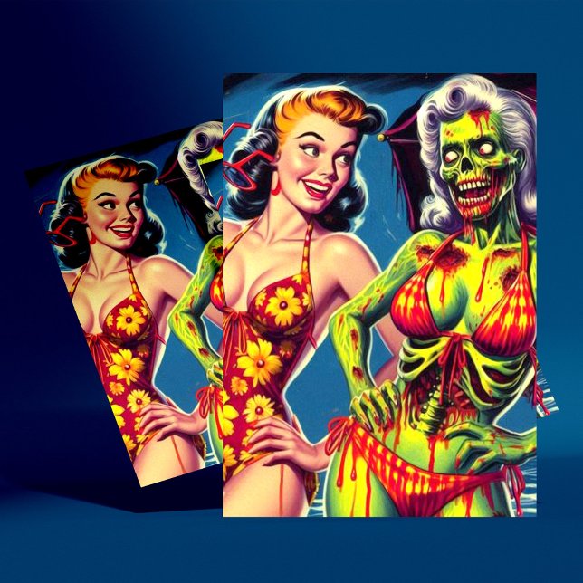 Carte Postale Retro Zombie Pin-up (Créateur téléchargé)
