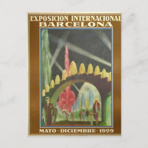 Carte postale rétrofuturiste de l'Expo Bcn 1929