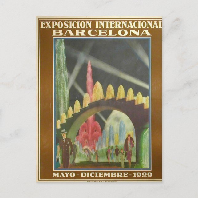 Carte postale rétrofuturiste de l'Expo Bcn 1929 (Devant)