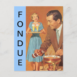 Carte Postale Rétros couples de cru de partie de fondue