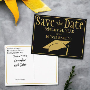 Carte Postale Réunion De Classe Enregistrer La Date Black Gold