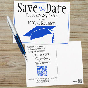 Carte Postale Réunion de classe Enregistrez la date Code QR Casq
