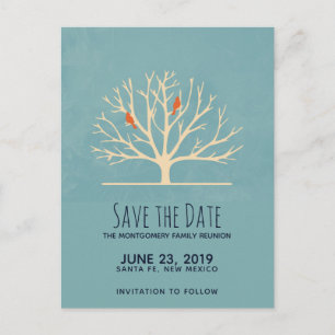 Carte Postale Réunion de famille d'oiseaux orange moderne dans u