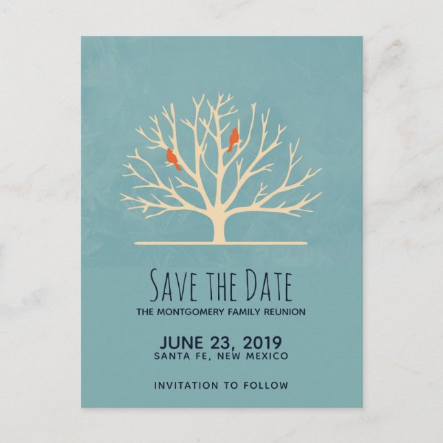 Carte Postale Réunion de famille d'oiseaux orange moderne dans u (Devant)