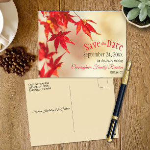 Carte Postale Réunion Familiale Enregistrer La Date Automne Roug