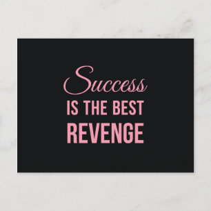 Carte Postale Réussite Revenge Inspiration Citation Rose Noir