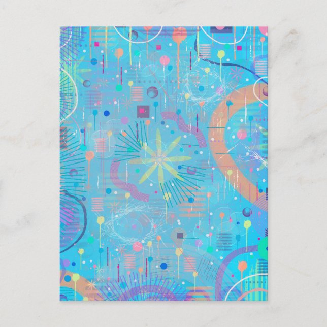 Carte Postale Rêve Abstrait Pastels Bleus  (Devant)