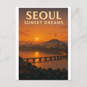 Carte Postale Rêve de coucher de soleil coréen à Séoul – Art de