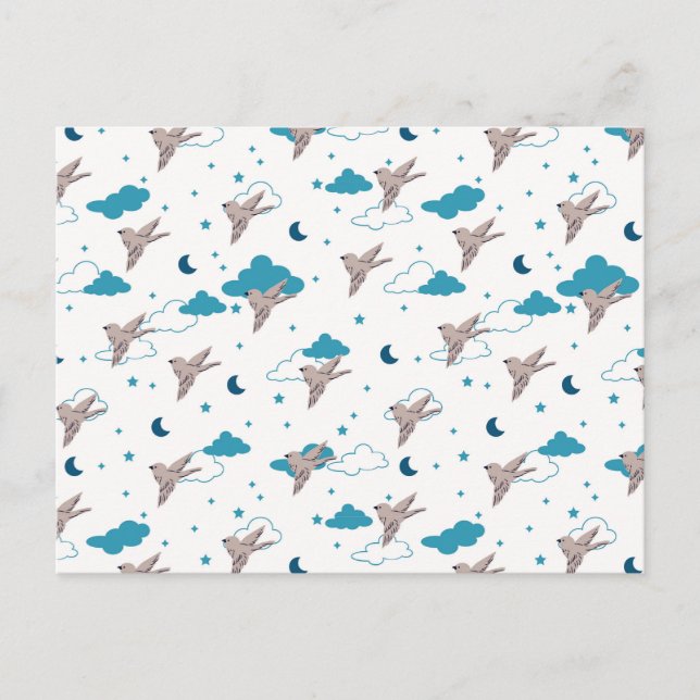 Carte postale Rêve de fée d'oiseaux et de nuit (Devant)