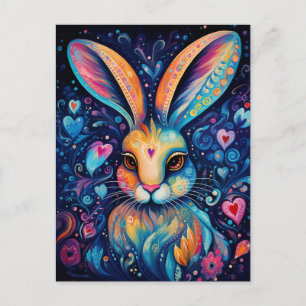 Carte Postale Rêve de la Saint-Valentin Cœurs : Lapin Gribouilli