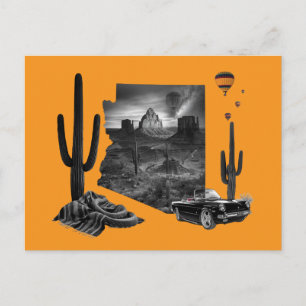 Carte Postale Rêve du désert d'Arizona en noir et blanc