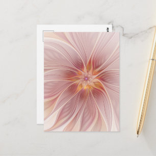 Carte Postale Rêve floral rose tendre, art fractal abstrait de f
